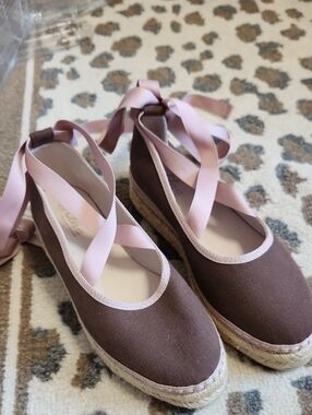 Eva Textil Espradilles In Coffee And Rosewood Sz 35
